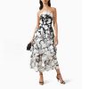 Sexy Tube Top Three Dimensional Stitching Floral Ruffled Maxi Dress in Dresses