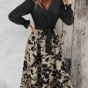V Neck Long Sleeve Printed Dress in Dresses