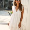 Summer V-neck Short SleeveLace Midi Dress in Dresses