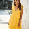 Summer V-neck Short SleeveLace Midi Dress in Dresses
