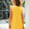 Summer V-neck Short SleeveLace Midi Dress in Dresses