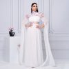 Turtleneck Long Embroidered Waist Controlled Large Hem Dress in Dresses