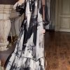 Vintage Ink Print Waist Tight Maxi Dress Two Piece Set in Dresses