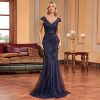Green Beaded Long Slim Fishtail Evening Dress in Dresses