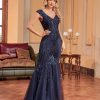 Green Beaded Long Slim Fishtail Evening Dress in Dresses