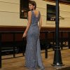 Sleeveless Elegant Sexy Long Sequined V neck Backless Evening Dress in Dresses