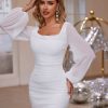 White Sexy Slim Fit Low Cut Hip Dress in Dresses