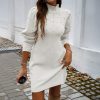 Elegant Turtleneck Hip Wrapped Sweater Dress in Dresses