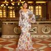 Long Sleeved Elegant V neck Sexy Long Sequined Evening Dress in Dresses