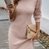 Elegant Turtleneck Hip Wrapped Sweater Dress in Dresses