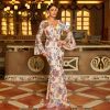 Long Sleeved Elegant V neck Sexy Long Sequined Evening Dress in Dresses