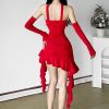 Sexy Tube Top Neck Sling Long Cuff Irregular Asymmetric Dress in Dresses