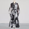 Vintage Ink Print Waist Tight Maxi Dress Two Piece Set in Dresses