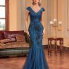 Green Beaded Long Slim Fishtail Evening Dress in Dresses