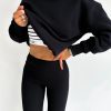 Vertical Stripes Tight Weight Loss High Waist Cropped Solid Color Leggings in Leggings
