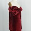 Off Shoulder Long Sleeve Velvet Large Evening Dress in Dresses