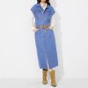 Polo Collar Single Breasted Denim Dress Without Belt in Dresses