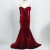 Off Shoulder Long Sleeve Velvet Large Evening Dress in Dresses
