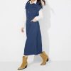 Polo Collar Single Breasted Denim Dress Without Belt in Dresses