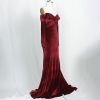 Off Shoulder Long Sleeve Velvet Large Evening Dress in Dresses