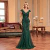 Green Beaded Long Slim Fishtail Evening Dress in Dresses