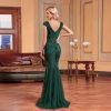 Green Beaded Long Slim Fishtail Evening Dress in Dresses