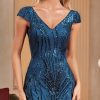 Green Beaded Long Slim Fishtail Evening Dress in Dresses