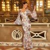 Long Sleeved Elegant V neck Sexy Long Sequined Evening Dress in Dresses