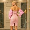 Long Sleeved Elegant Sexy Short Sequined off Neck Backless Evening Dress in Dresses
