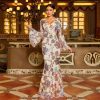 Long Sleeved Elegant V neck Sexy Long Sequined Evening Dress in Dresses