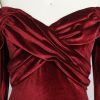 Off Shoulder Long Sleeve Velvet Large Evening Dress in Dresses