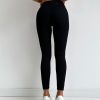 Vertical Stripes Tight Weight Loss High Waist Cropped Solid Color Leggings in Leggings
