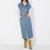 Polo Collar Single Breasted Denim Dress Without Belt in Dresses