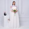 Turtleneck Long Embroidered Waist Controlled Large Hem Dress in Dresses