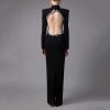 Sexy Hollow Out Cutout out Rhinestone Slim Fit Long Sleeve Dress in Dresses