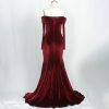 Off Shoulder Long Sleeve Velvet Large Evening Dress in Dresses