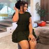 Sweet Fresh Short Sleeve Round Neck Mini Pleated Dress in Dresses