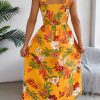 Printing Lace Up Waist Vacation Beach Dress in Dresses