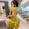 Sweet Fresh Short Sleeve Round Neck Mini Pleated Dress in Dresses