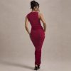 Elegant Pleated Slim Sleeveless Round Neck Sheath Dress in Dresses