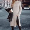 Loose Turtleneck Long Sleeve Split Dress in Dresses