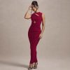 Elegant Pleated Slim Sleeveless Round Neck Sheath Dress in Dresses