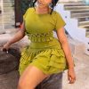 Sweet Fresh Short Sleeve Round Neck Mini Pleated Dress in Dresses
