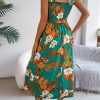Printing Lace Up Waist Vacation Beach Dress in Dresses