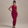 Elegant Pleated Slim Sleeveless Round Neck Sheath Dress in Dresses