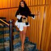 Turtleneck Bell Sleeve Faux Two Pieces Mini Dress in Dresses