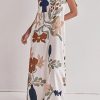 One Shoulder Printed Pocket Loose Vacation Dress in Dresses
