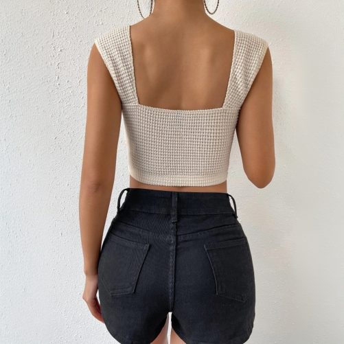 Jacquard Sleeveless Vest Top in Tank Tops & Camis