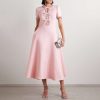 Neckline Diamond-Studded Design Stitching Bow Maxi Dress in Dresses