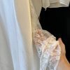 Irregular Asymmetric Lace Stitching Satin Fishtail Skirt in Skirts